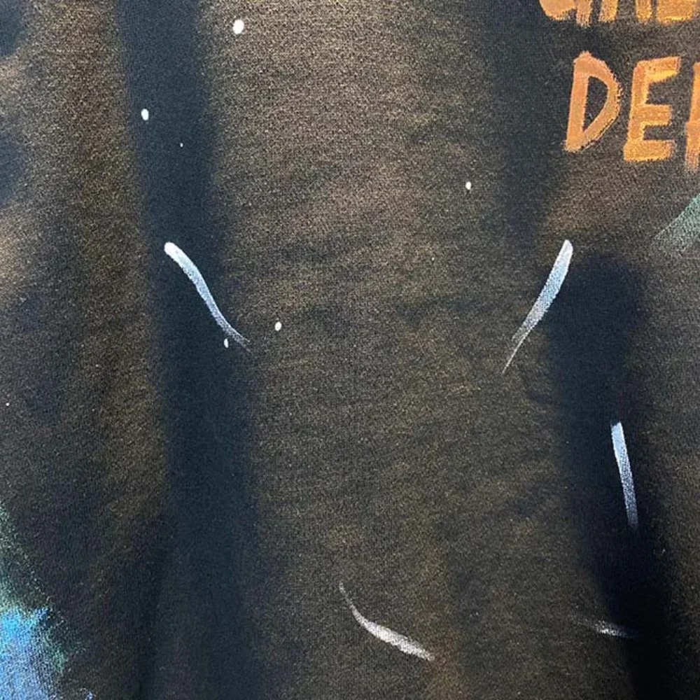 GALLERY DEPT Orange Letter Print Logo T-Shirt - Black Long Sleeve - Picture 3 of 16